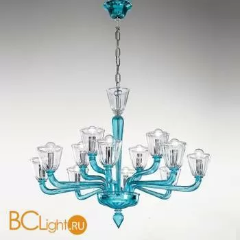 Люстра Vetri Lamp 1187/8+4 Azzurro/Cristallo