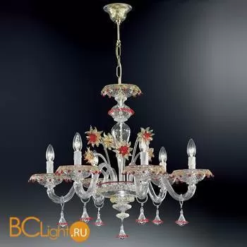 Люстра Vetri Lamp 922/6 Cristallo/Oro 24Kt/Rosso