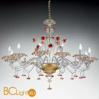 Люстра Vetri Lamp 922/12 Cristallo/Oro 24 Kt./Rosso