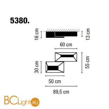 Потолочный светильник Vibia Link 5380 03 Gloss white (dimmable electronic ballast) - Схема