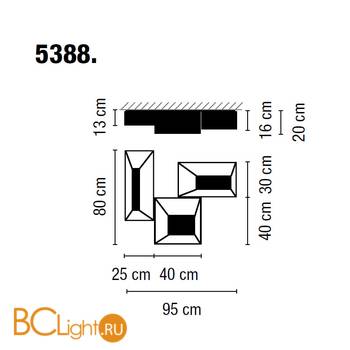 Потолочный светильник Vibia Link 5388 03 Gloss white (dimmable electronic ballast) - Схема
