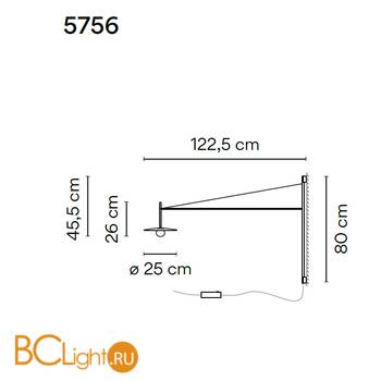 Бра Vibia Tempo 5756 18 /15 Graphite - Схема