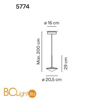 Подвесной светильник Vibia Tempo 5774 18 /1B Graphite - Схема