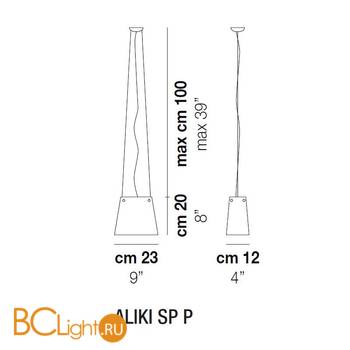Подвесной светильник Vistosi Aliki SP P LED TO 2700K No Dimmable - Схема
