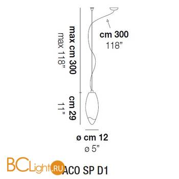 Подвесной светильник Vistosi Baco SP D1 E27 BC/SF NI - Схема