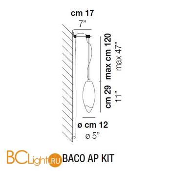Настенный светильник Vistosi Baco AP KIT E27 BC/SF NI - Схема