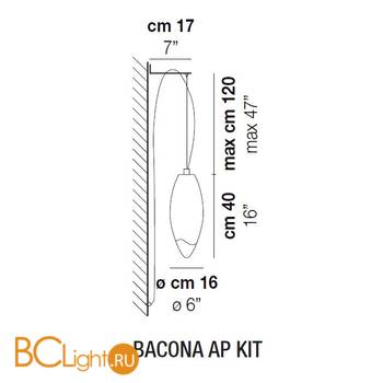 Настенный светильник Vistosi Bacona AP KIT E27 BC/SF NI - Схема