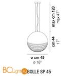 Подвесной светильник Vistosi BOLLE SP 45 CRBO NI E27 CE - Схема