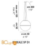 Подвесной светильник Vistosi Boreale SP D1 E27 BC/CR BC - Схема