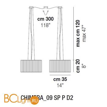 Подвесной светильник Vistosi Chimera_09 SP P D2 E27 CR/RI CR - Схема