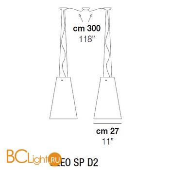Подвесной светильник Vistosi Cleo SP D2 E27 NE/AV NI - Схема