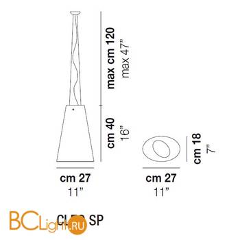 Подвесной светильник Vistosi CLEO SP BCLU NI E27 CE - Схема