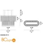 Подвесной светильник Vistosi Diadema SP O1 E27 MC/1 CR - Схема