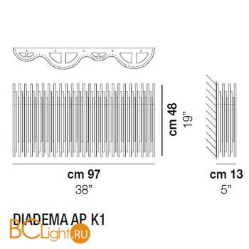 Настенный светильник Vistosi Diadema AP K1 ALO TO CR - Схема