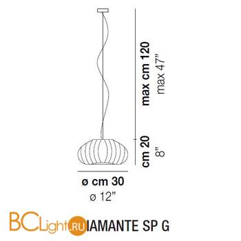 Подвесной светильник Vistosi Diamante DIAMA SP G CR NI E27 CE - Схема
