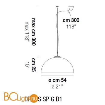 Подвесной светильник Vistosi Dress SP G D1 E27 TO CR - Схема