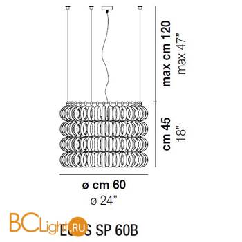 Подвесной светильник Vistosi Ecos SP 60B E27 AR CR - Схема