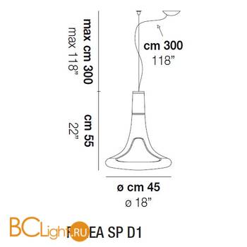 Подвесной светильник Vistosi Ferea SP D1 E27 BC BC - Схема