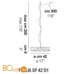 Подвесной светильник Vistosi Follia SP 42 D1 E27 TO/CR NI - Схема