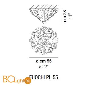 Потолочный светильник Vistosi Fuochi PL 55 E27 CR OR - Схема