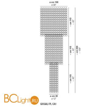 Потолочный светильник Vistosi Giogali GIOGA PL CA1 CRTR CR E27 CE - Схема