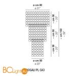 Потолочный светильник Vistosi Giogali GIOGA PL CA3 CRTR CR E27 CE - Схема