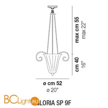 Подвесной светильник Vistosi Gloria SP 9F E27 SE/OR OR - Схема