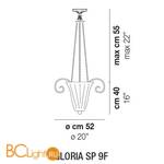 Подвесной светильник Vistosi Gloria SP 9F E27 SE/OR OR - Схема