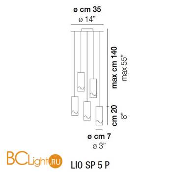 Подвесной светильник Vistosi Lio SP 5 P ALO CR/BC NI - Схема