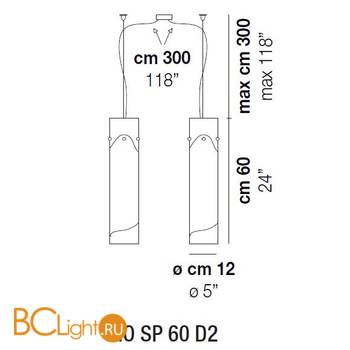 Подвесной светильник Vistosi Lio SP 60 D2 E27 CR/BC NI - Схема