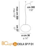 Подвесной светильник Vistosi Lucciola SP P D1 E27 BC NI - Схема
