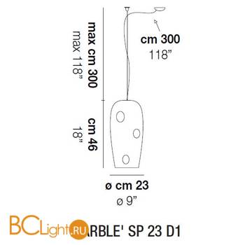 Подвесной светильник Vistosi Marble SP 23 D1 E27 BC/AG NI - Схема
