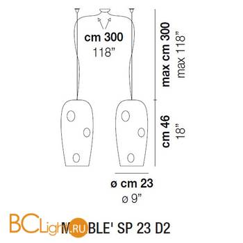 Подвесной светильник Vistosi Marble SP 23 D2 E27 BC/AG NI - Схема