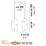 Подвесной светильник Vistosi Marble SP 23 D2 E27 BC/AG NI - Схема