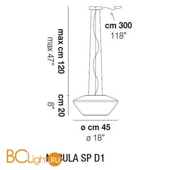 Подвесной светильник Vistosi Nebula SP D1 E27 BC/CR BC - Схема