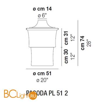 Потолочный светильник Vistosi Pagoda PL 51 2 E27 BC/SF BC - Схема