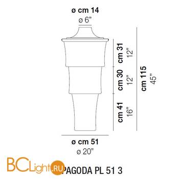 Потолочный светильник Vistosi Pagoda PL 51 3 E27 BC/SF BC - Схема