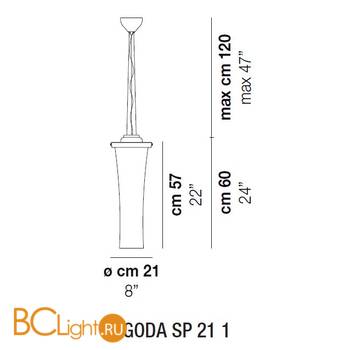 Подвесной светильник Vistosi Pagoda SP 21 1 E27 BC/SF BC - Схема