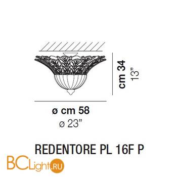 Потолочный светильник Vistosi Redentore PL 16F P E27 CR/GA OR - Схема