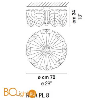 Потолочный светильник Vistosi Riga PL 8 E27 CR/GA OR - Схема