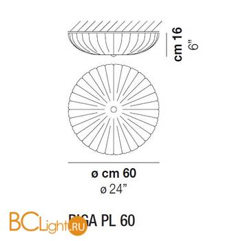 Потолочный светильник Vistosi RIGA PL 60 CRGA OR E27 CE - Схема