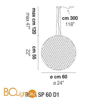 Подвесной светильник Vistosi Rina SP 60 D1 E27 BC/MU NI - Схема