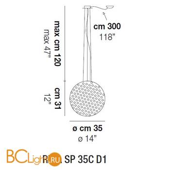Подвесной светильник Vistosi Rina SP 35C D1 E27 BC/MU NI - Схема