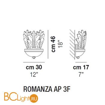 Настенный светильник Vistosi Romanza AP 3F E27 CR/GA OR - Схема