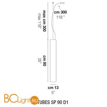 Подвесной светильник Vistosi Tubes SP 90 D1 E27 BC NI - Схема