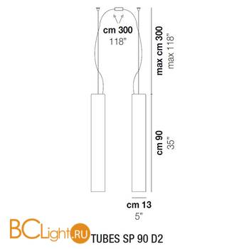 Подвесной светильник Vistosi Tubes SP 90 D2 E27 BC NI - Схема