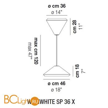 Подвесной светильник Vistosi WithWhite WITHW SP 36 X BCST BC E27 CE - Схема