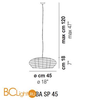 Подвесной светильник Vistosi Yuba SP 45 E27 BC/NE NI - Схема