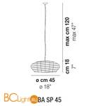Подвесной светильник Vistosi Yuba SP 45 E27 BC/NE NI - Схема