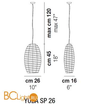 Подвесной светильник Vistosi Yuba SP 26 E27 CR/NE NI - Схема